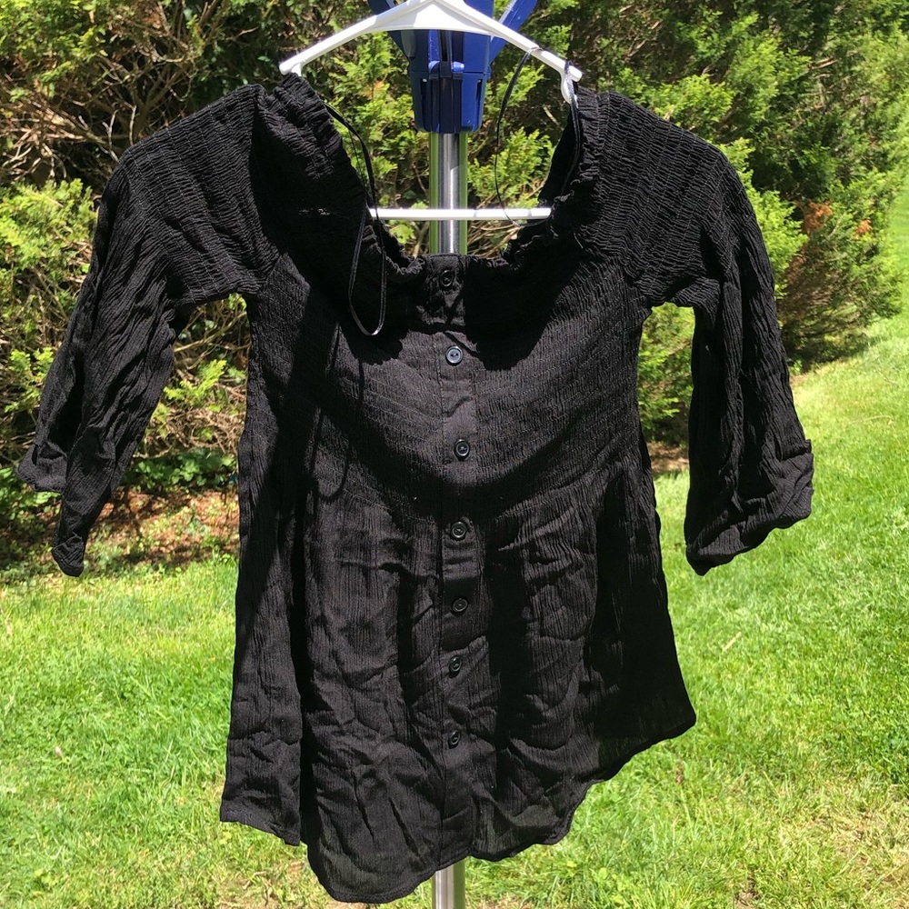 NAT Black smoked off the shoulder top size M
